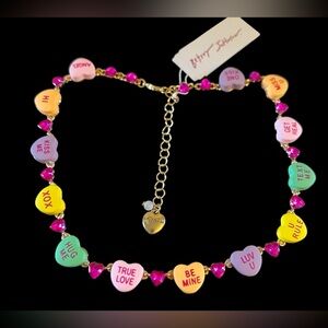 New Betsey Johnson Candy Hearts Collar Valentine’s Day Necklace